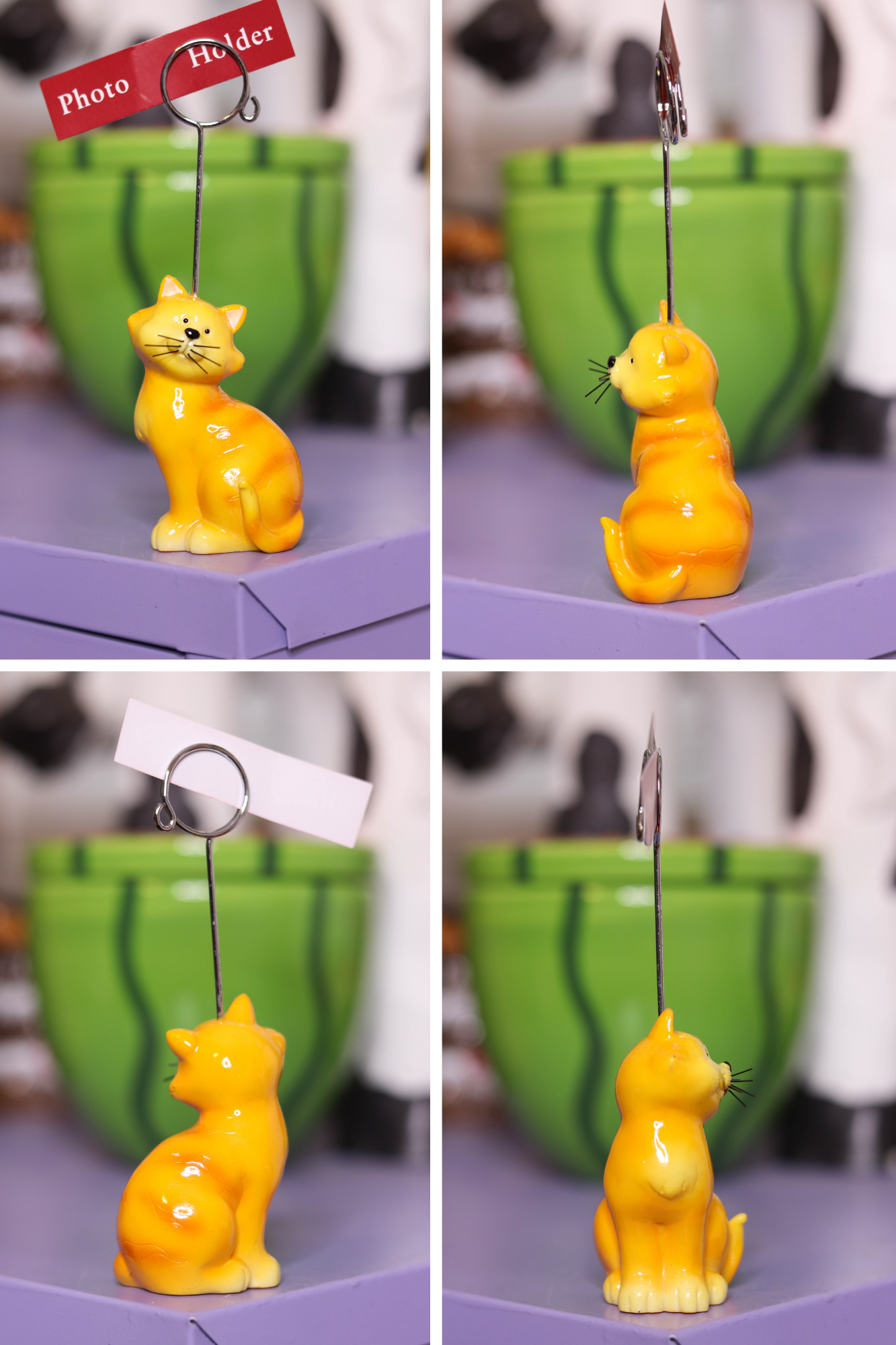 2000s Deadstock 3pc Cat Ceramic Photo Holders