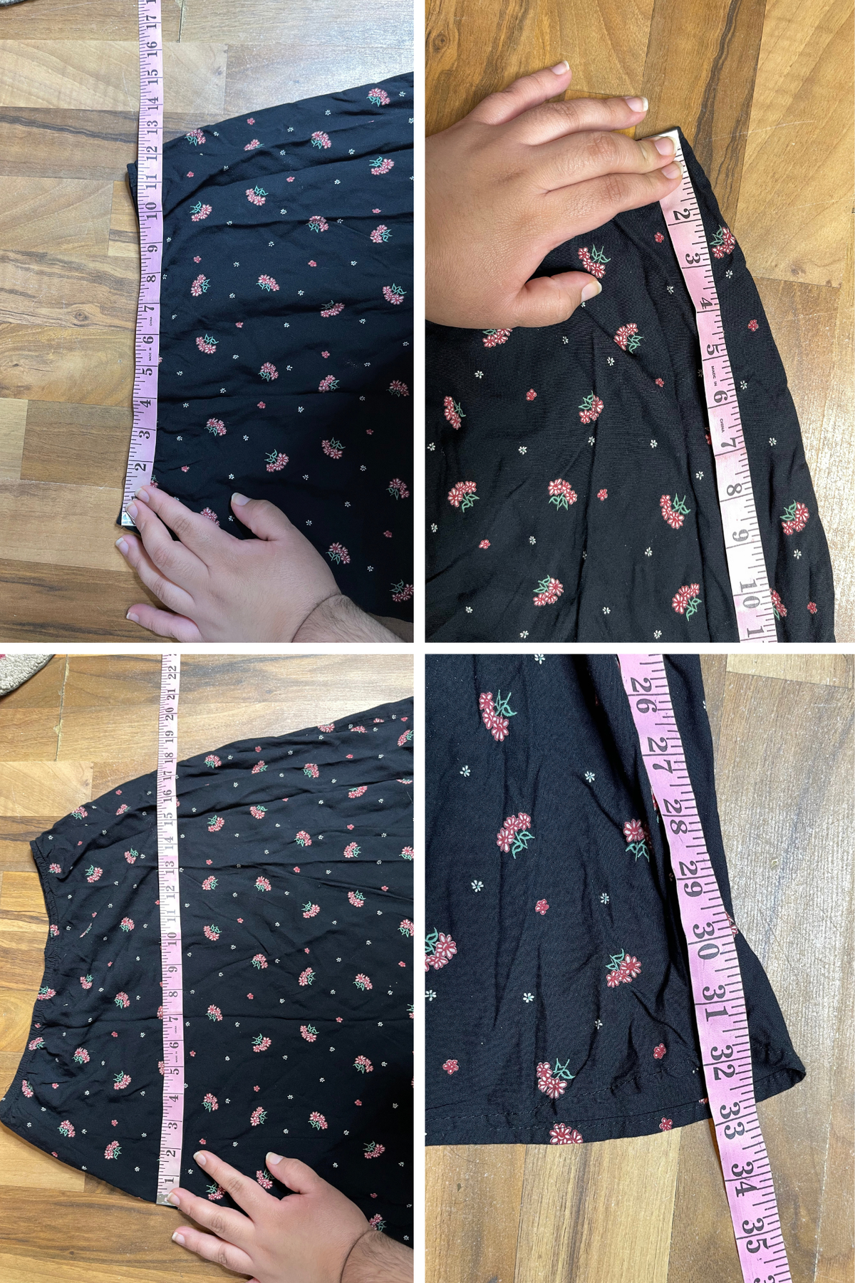 Vintage Black Floral Light Weight Maxi Skirt Sz S