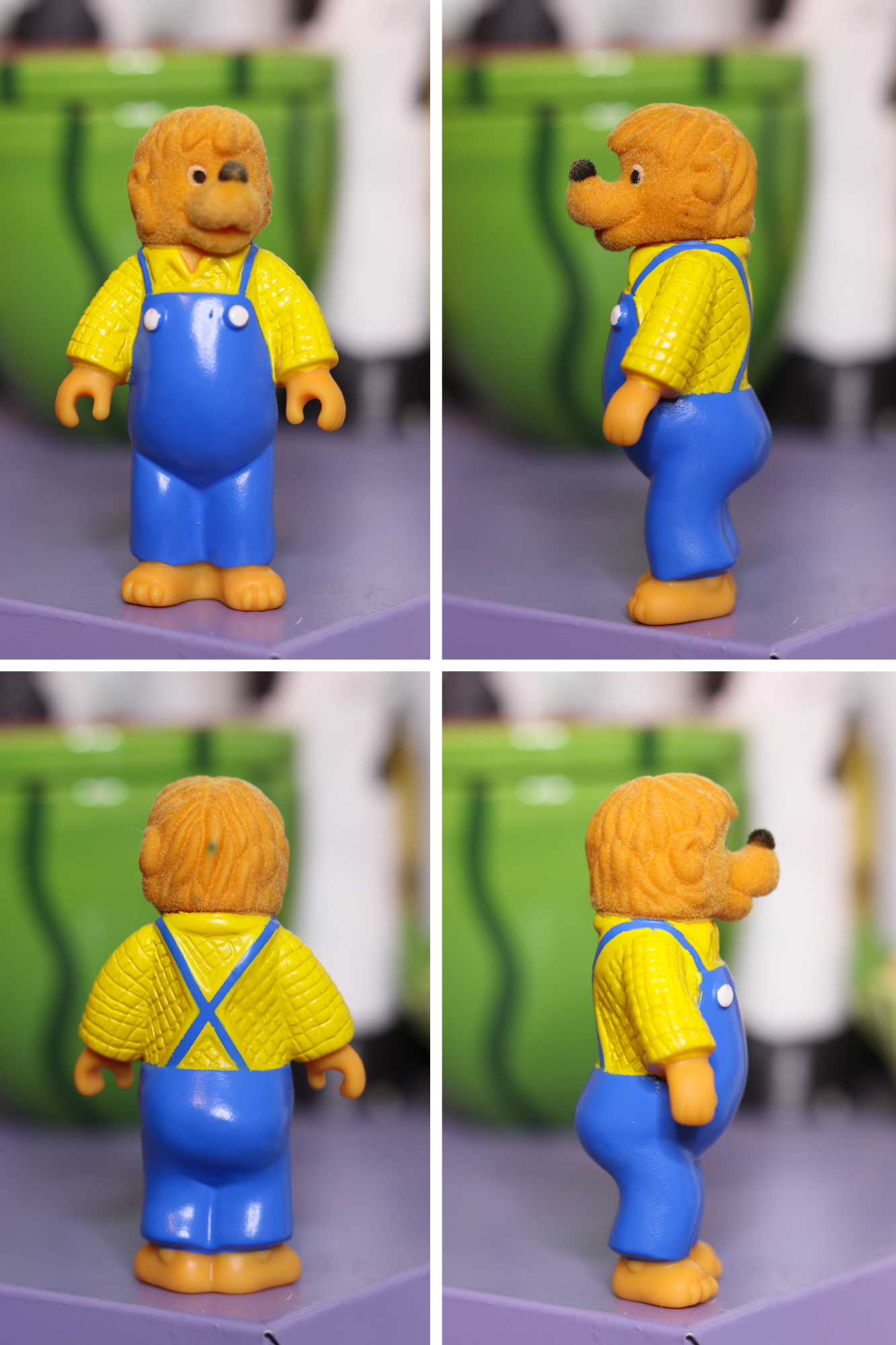 Vintage 80s The Berenstain Bears Flocked Trinket Toy Set 4pc
