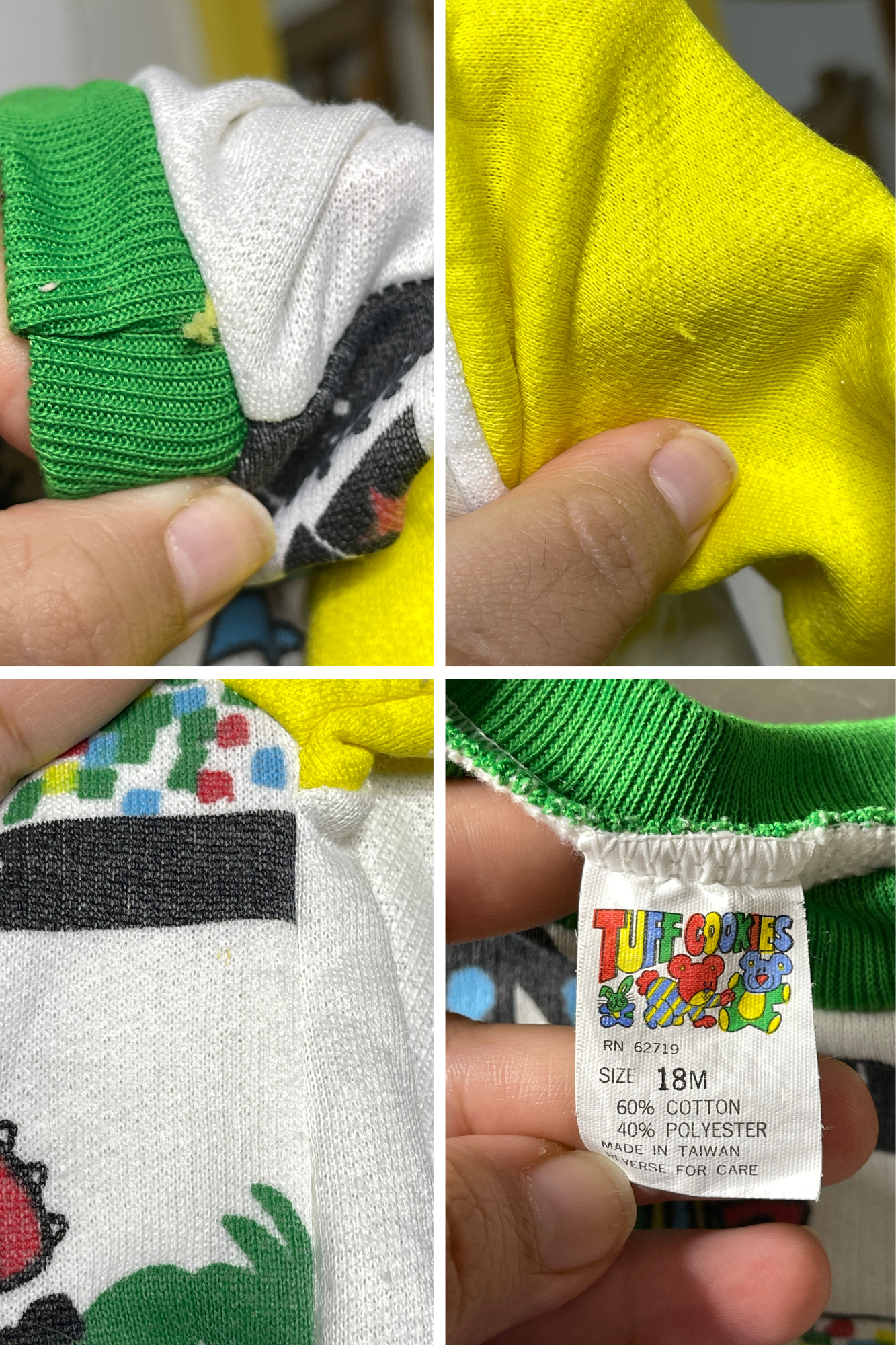 Vintage Colorful Dog Cat Football Sweater Sz 18M