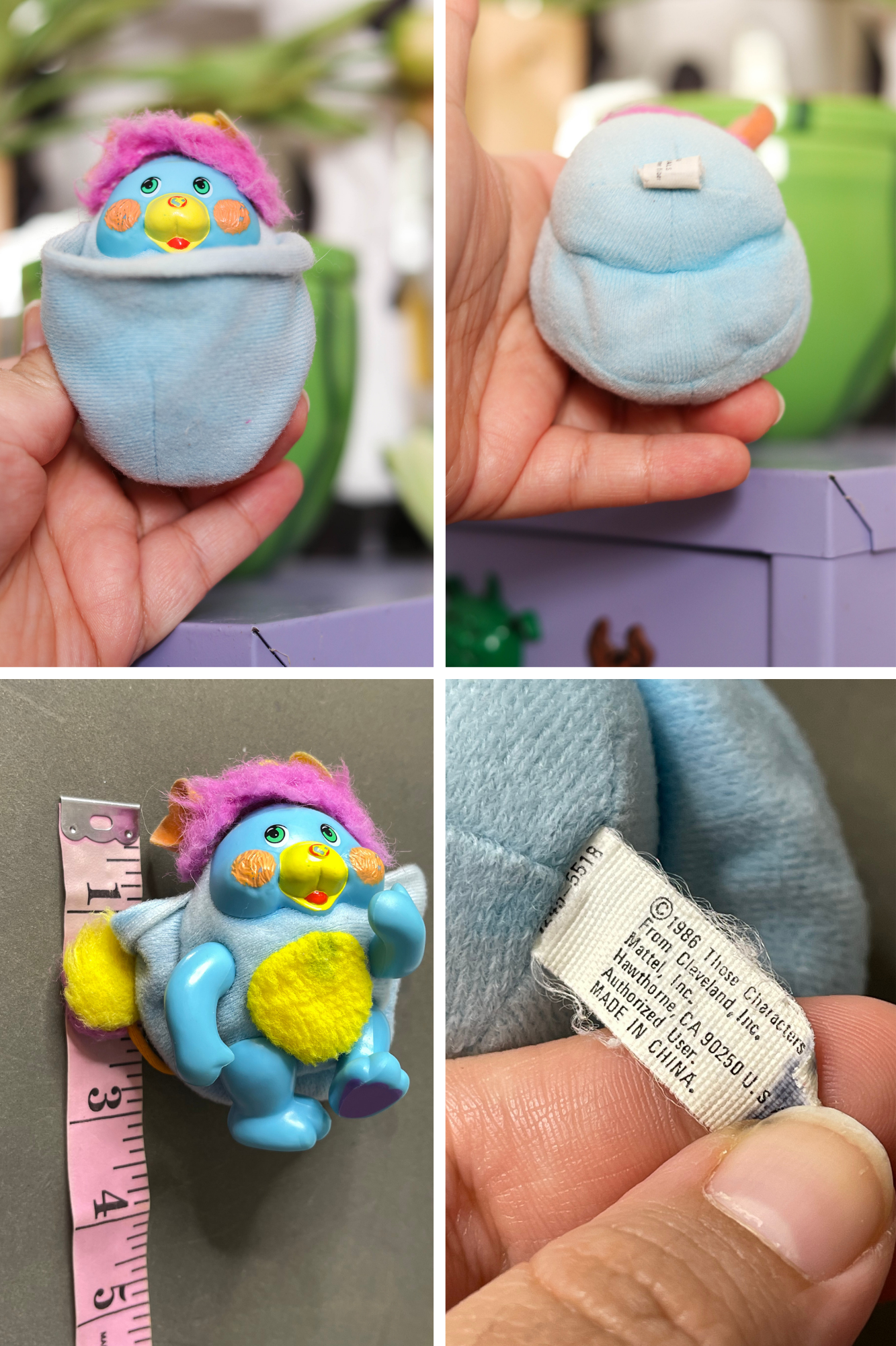 Vintage 80s Mini Pocket Popples Plush Toy (flawed)
