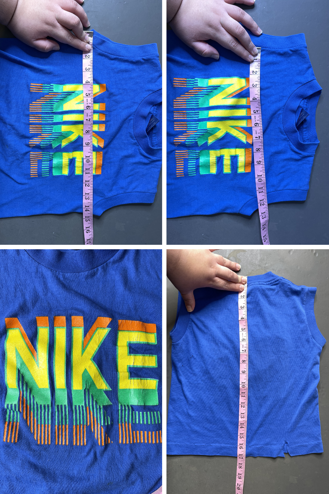 Vintage 80s Blue Nike Graphic Kids Tank Sz S (6-8)