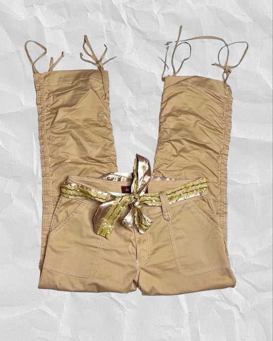2000s Tan Mid Rise Baby Phat Cargo Pants Sz 9