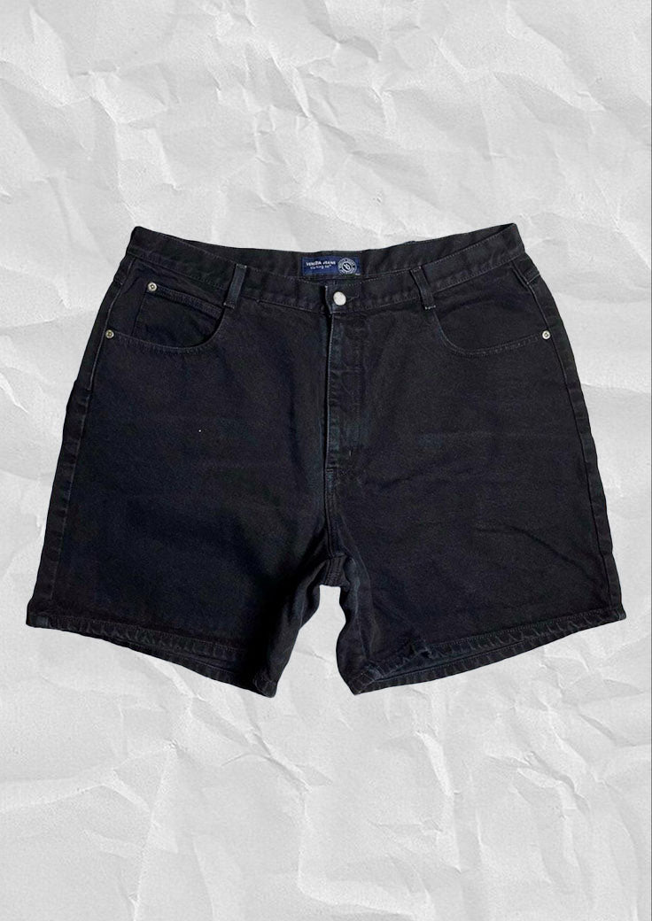 Vintage Plus Size Black Wash High Waisted Denim Shorts Sz 20 37in
