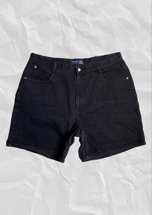 Vintage Plus Size Black Wash High Waisted Denim Shorts Sz 20 37in