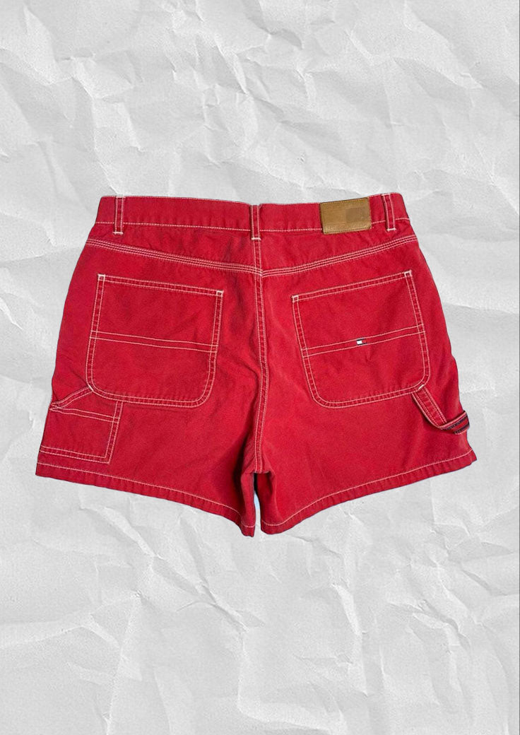 Vintage 2000s Red Tommy Hilfiger Carpenter Shorts Sz 10 30in/31in
