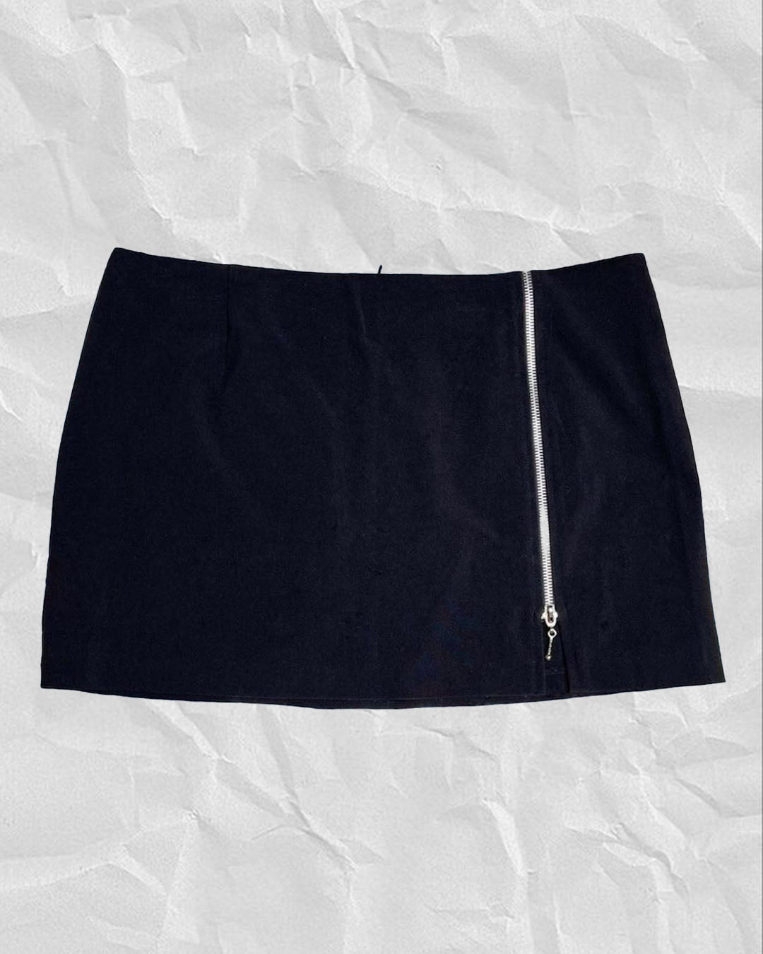 Vintage 2000s Black Zipper Slit Mini Skirt Sz L