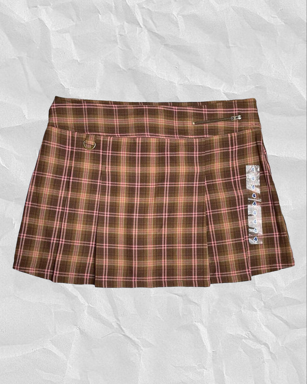 2000s Brown & Pink Plaid Pleated Mini skirt Sz 4